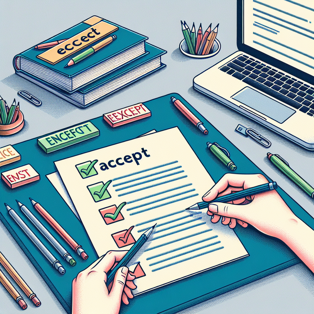Differentiating between accept and except in technical writing